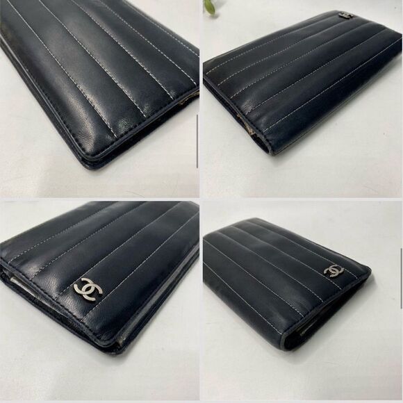 Authentic CHANEL Quilted Bifold Long Wallet Black - Picture 4 of 12